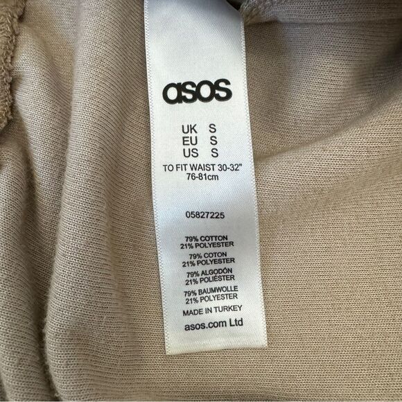 ASOS Velour Tan and White Drawstring Shorts Size Small - Picture 3 of 7